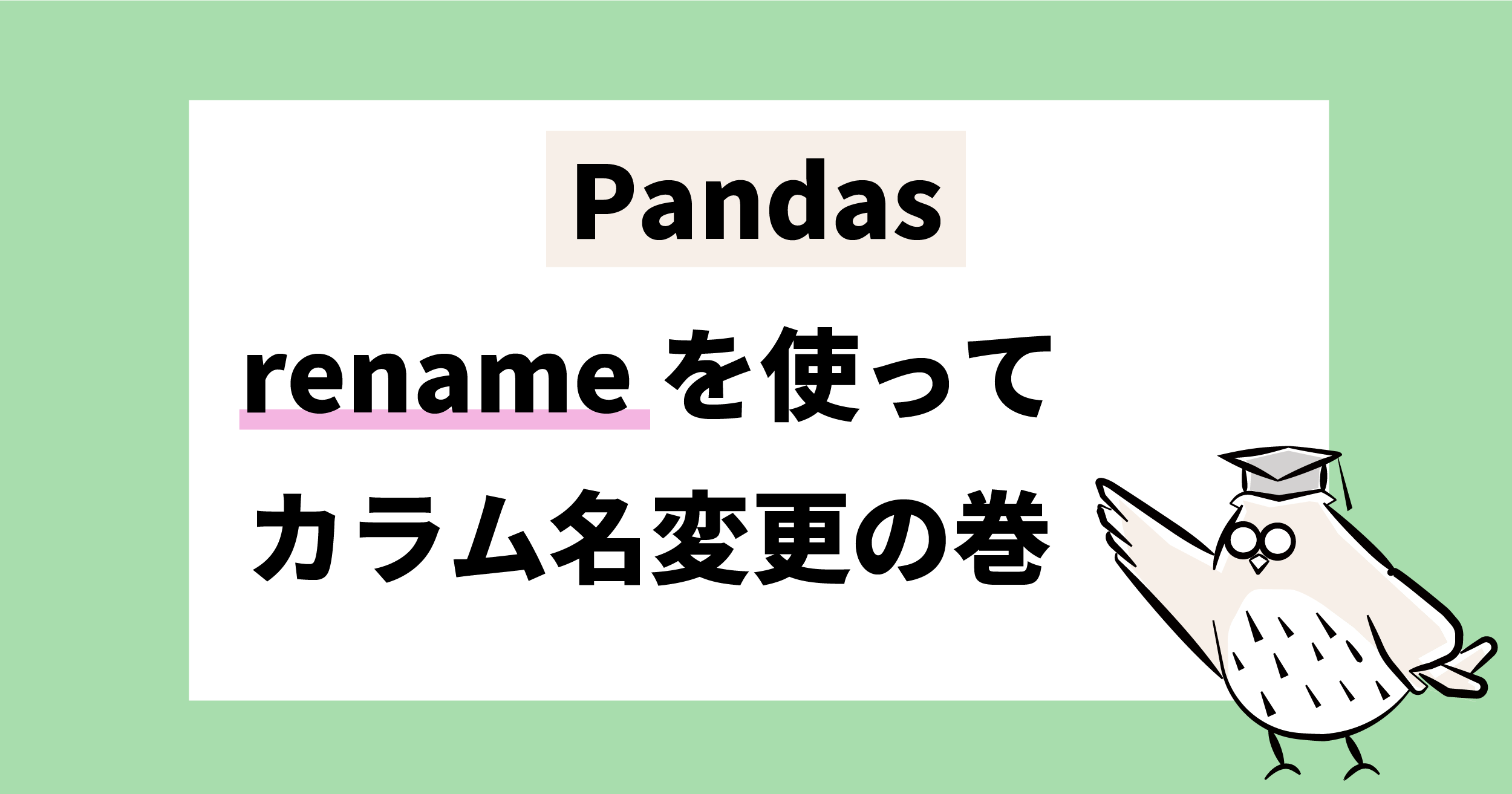 pandas renameを使ってカラム名変更の巻　データフレームワーク