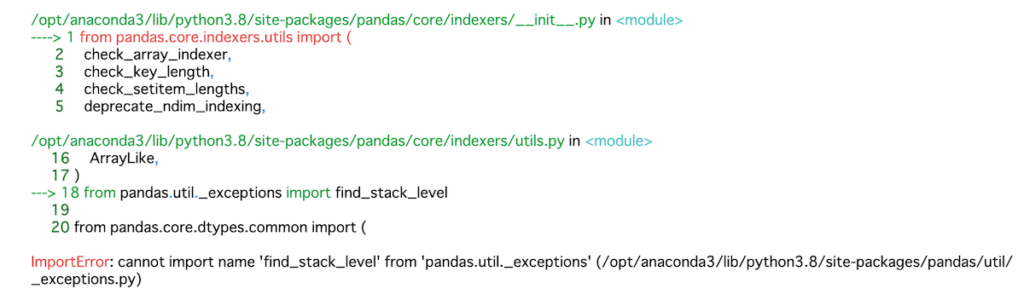 ImportError: cannot import name 'find_stack_level' from 'pandas.util._exceptions'